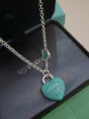 Tiffany & Co. Double Heart Lock Pendant Necklace with Diamond Accent